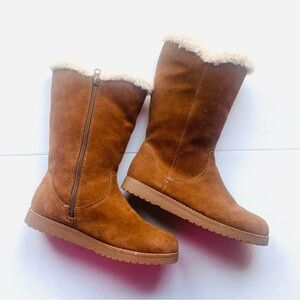 Women’s Suede,  Faux Fur Zipper Brown Boots Size 8